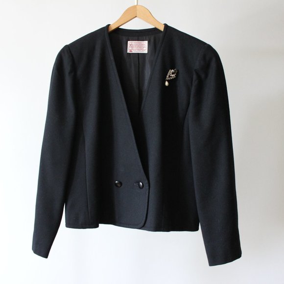 Vintage 70's Pendleton Black Wool Blazer - Picture 3 of 8